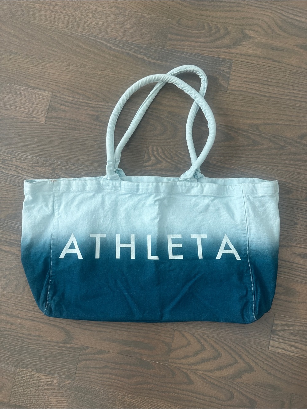 Athleta Ombre Navy and Light Blue Rope-Handle Canvas Tote